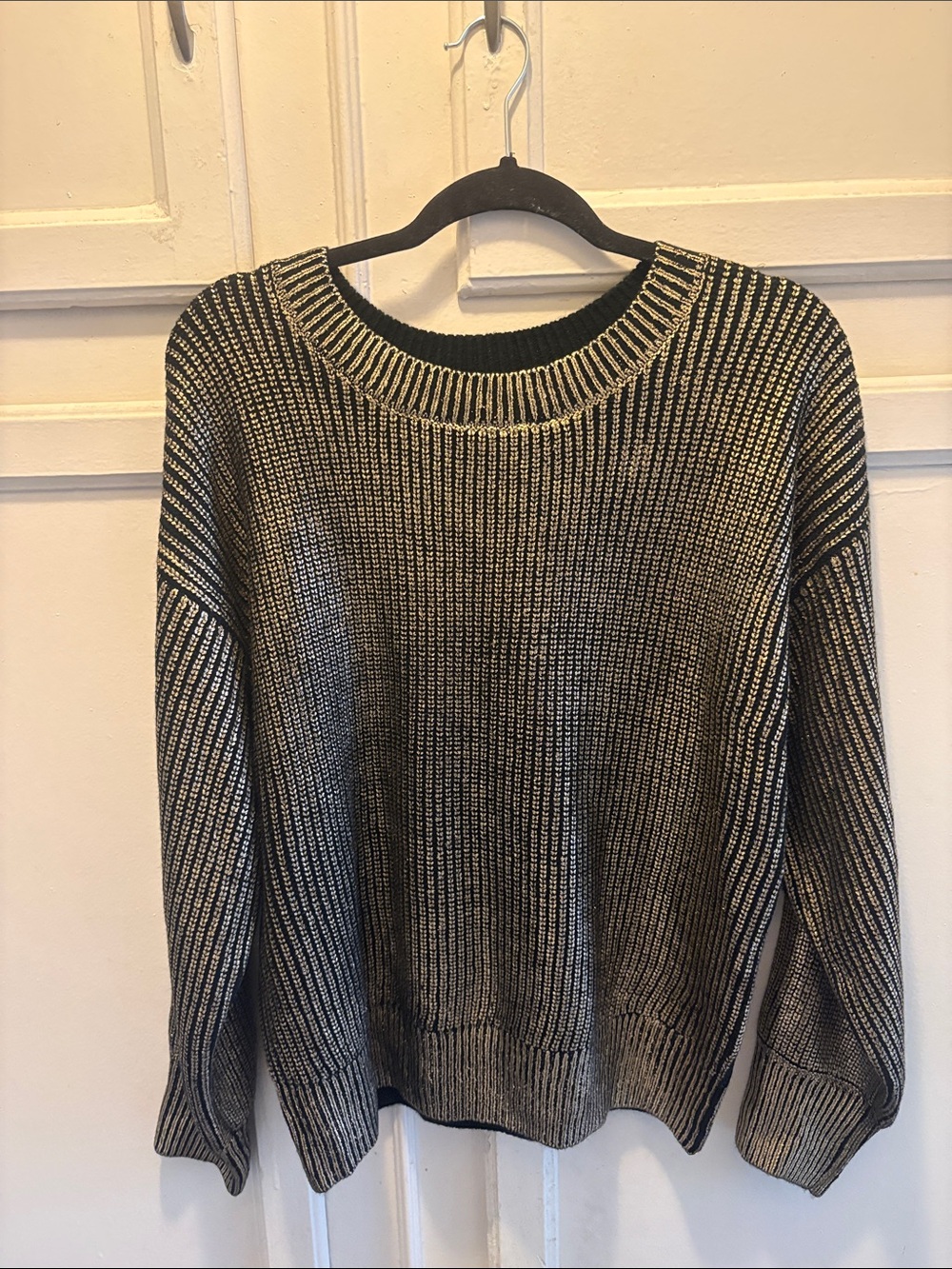 Farmers Market Crewneck Ribbed Metallic Sweater